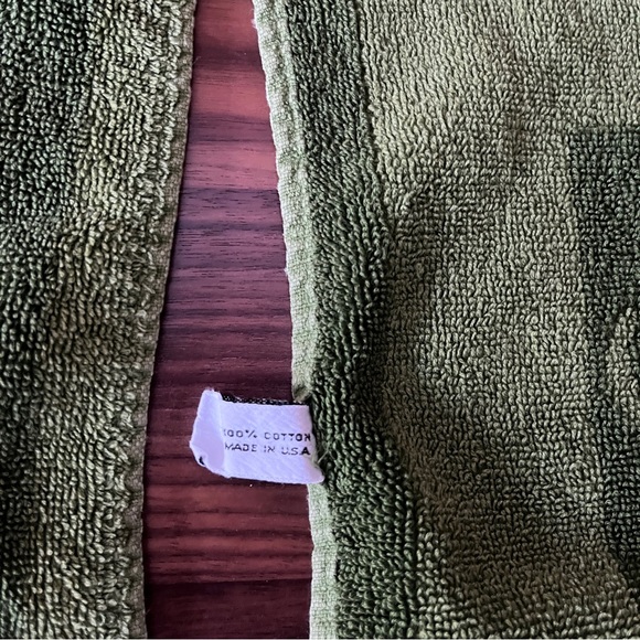 Fieldcrest MCM Green Sculpted Towel Fringe 70s Vintage 100% Cotton Made in USA - Picture 5 of 5